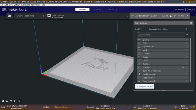 Screenshot from Ultimaker Cura 4.9 main interface