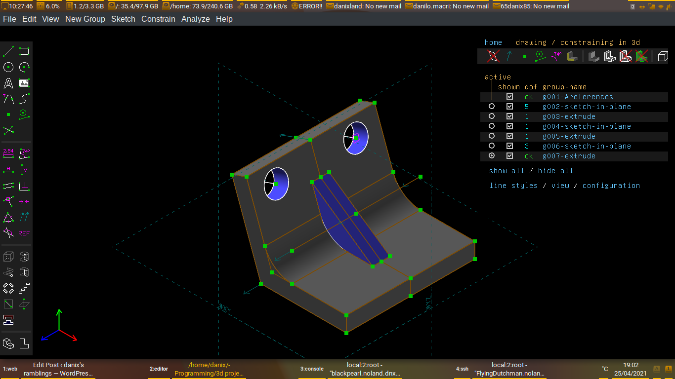 Screenshot from solvespace interface